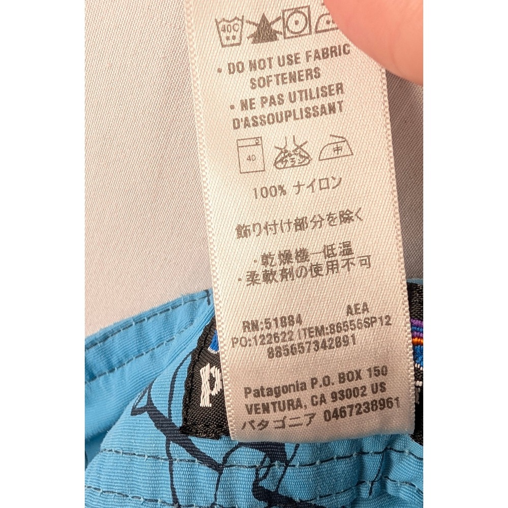 Patagonia Wavefarer Board Shorts Mens 36 Blue Graphic Print Hunter Animal - Picture 7 of 8